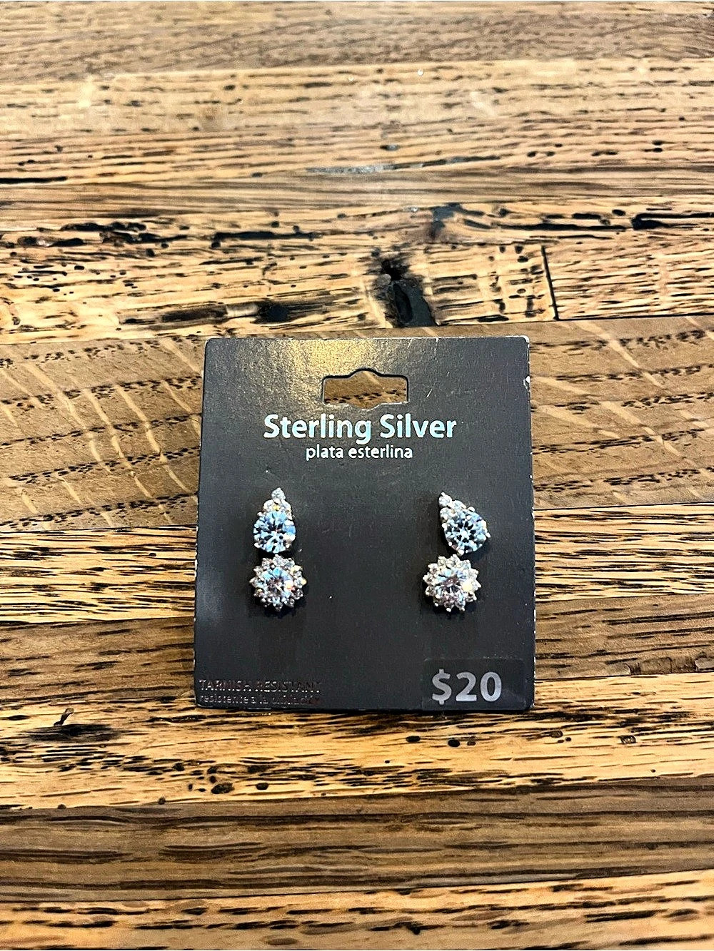 Walmart Sterling Silver Pear and Cluster Cubic Zirconia Earrings Set Sterling